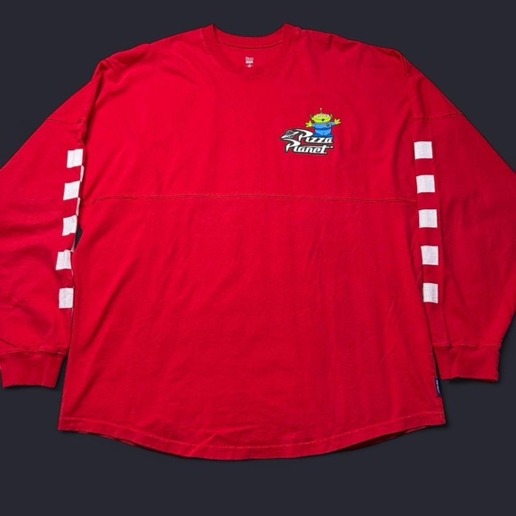 Disney Toy Story Pizza Planet Spirit Jersey Shirt Adult Large - Long Sleeve, Red - Picture 1 of 9